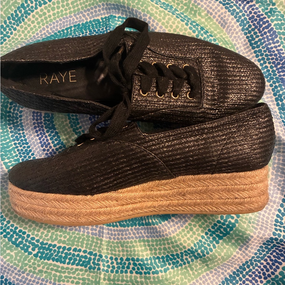 RAYE Black Platform Espadrille Shoes